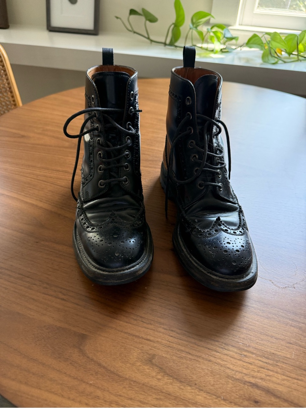Church's Black Leather Lace-Up Wingtip Boots